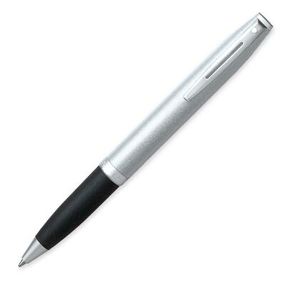 Ballpoint Pen, w/ Rubber Grip, Chrome Clip, Silver Barrel