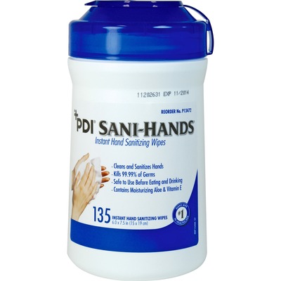 Alcohol Antimicrobial Wipes, Canister, 6"x7-1/2", 135 Count