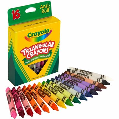 Triangular Anti-roll Crayons, Nontoxic, 16/BX, Assorted