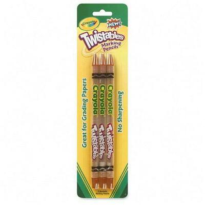 Twistable Marking Pencils, 2mm Lead, 3 per Pack, Red