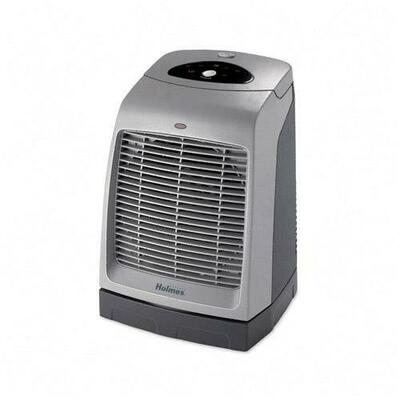 Oscillating Power Heater Fan,9-3/32"x9-5/16"x13-1/8",Gray