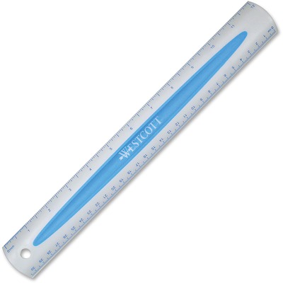 Antimicrobial  Ruler, w/ Pencil Groove, Nonslip, 12" L