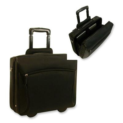 Leather Trim Rolling Case  17 Inch x6-3 4 Inch x14 Inch   Black