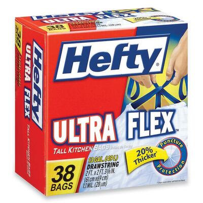 Ultra Flex Trash Bags, 30 Gal, 1.3 mil, 25/BX, Black