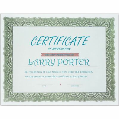 Bond Certificates, 11"x8-1/2", 100 per Pack, Gioche Green