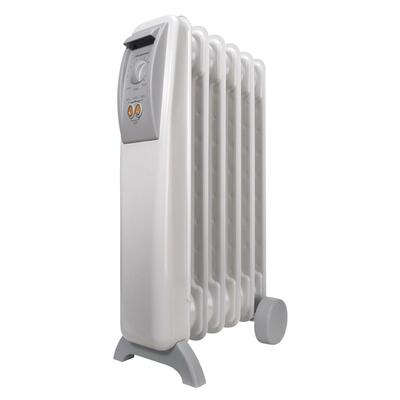 Radiator Heater, Oil Filled, 16"x6-1/2"x25-1/2", Light/Gray