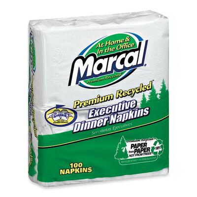 Executive Dinner Napkins, 2-Ply, 15"x17", 100 per Pack, White