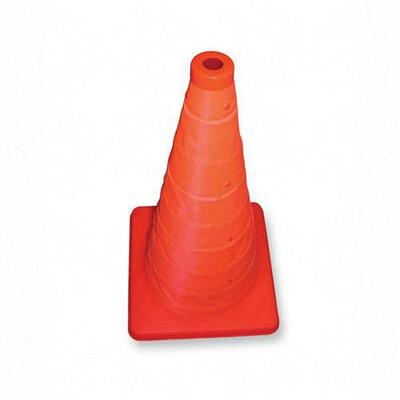Collapsible Traffic Cones, 9-1/2"x9-1/2"x2"-18", Orange