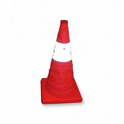 Collapsible Traffic Cones, 9-1/2"x9-1/2"x2"-18", Orange/Gray
