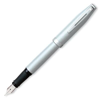 Fountain Pen, w/ Rubber Grip, Chrome Clip, Silver Barrel