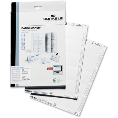 Badges, Black Inserts, White, Micro-Perforated, 200/ per Pack, WE