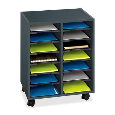 14-Compartment Orgnzr, 4 Casters, 21-1"/2x13-1/2"x26", Black
