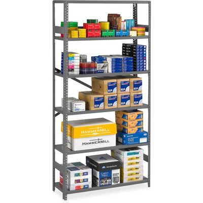 Commercial Shelving, 6 Shelves, 36"x12"x75", Medium Gray