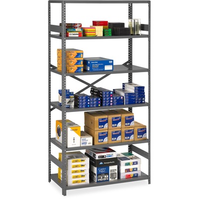 Commercial Shelving, 6 Shelves, 36"x18"x75", Medium Gray