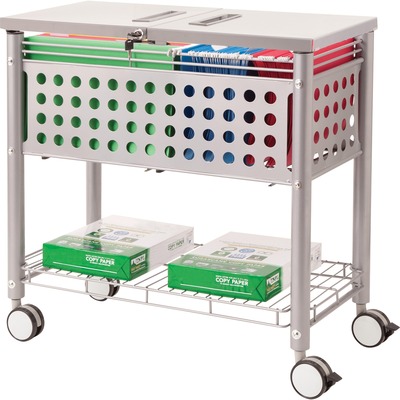 File Cart,w/Locking Top, 13-3/4"x28-1/4"x29", Gray
