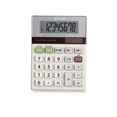 8-Digit Desktop Display Calculator,Twin Pwr,3-2/5"x4-3/5"x1"