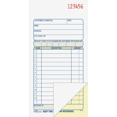 Sales Order Book 2-Part 3-11/32"x7-3/16"