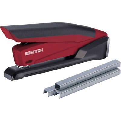 StaplerStaples 20 Sheets Rubber HandleTranslucent Red