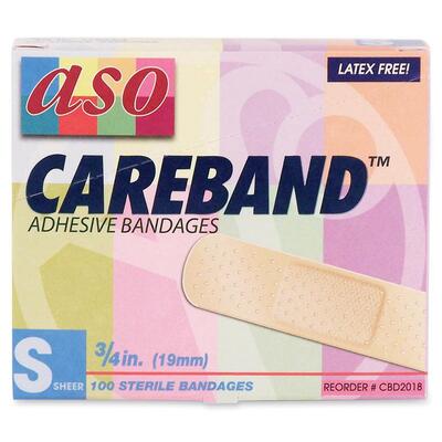 Bandage Patches 3/4"x3 Strips Adhesive Sheer 100/BX<br>Sold by theBX<br>100 EA/BX<br>12 BX/CT