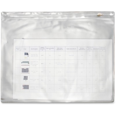 Data Batch Bag w/ Vinyl Zipper 16-1/4"x12-1/2" Clear