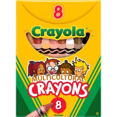 Multicultural Crayons, Nontoxic, 8/BX, Assorted