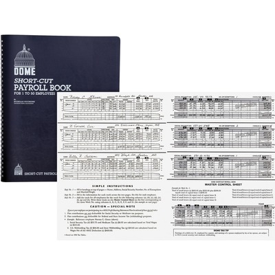 Short Cut Payroll Book 1-50 Employees 9"x11" Blue