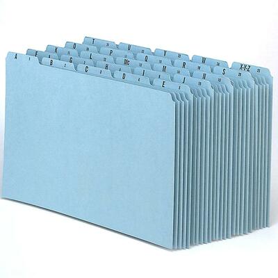 A thru Z Pressboard File Guide 1/5 Self Tab Legal Blue