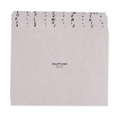 A thru Z Pressboard File Guide 1/5 Tab Cut 25 PointLetter