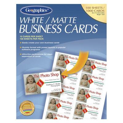 Business CardInkjet Coated8-1/2"x11"1000 per PackMatteWhite