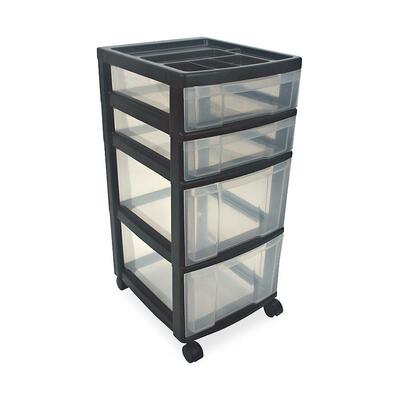 Mini Chest Office 4 Drawer 12-1/16"x16-1/8"x26-3/4" Black