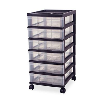Mini Chest Office 6 Drawer 12-1/16"x16-1/8"x26-3/4" Black