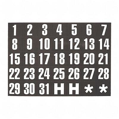 Magnetic Calendar Dates 1"x1" 31/Pack White on Black
