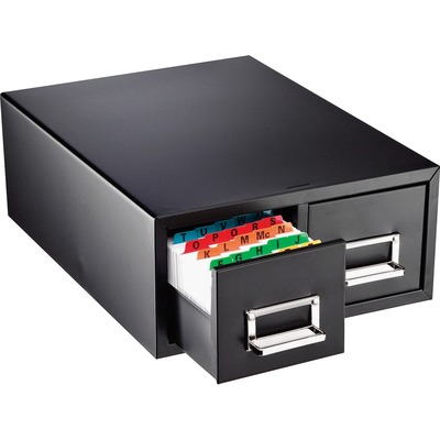 Card Cabinet File 2-Drawer 3000 Card Cap 4"x6" Black