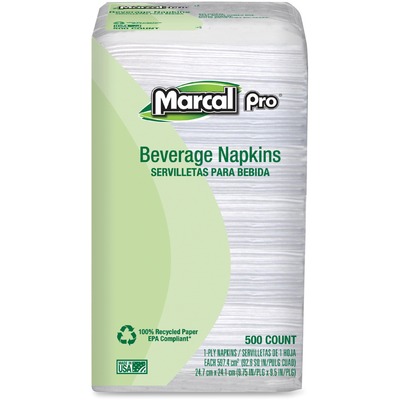 Beverage Napkin1-Ply1/4 Fold9-1/4"x9-1/2"500 per PackWhite