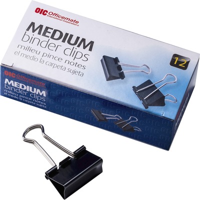 Binder ClipsMedium1-1/4"Wide5/8" Cap 12/BX Black/Silver