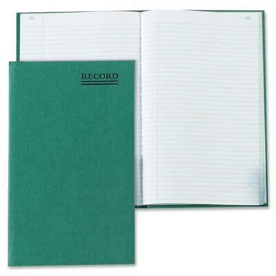 Book W/Margin Record-Ruled 200 Pages 9-5/8"x6-1/4" Green