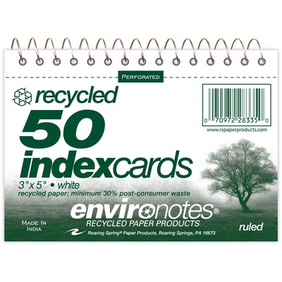 Wirebound Index Cards5"x3-1/2"50 SHRuledPerforatedWhite