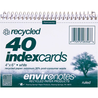Wirebound Index Cards6"x4-1/2"40 SHRuledPerforatedWhite