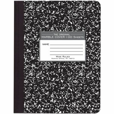 Composition Book 9-3/4"x7-1/2" Wide Rule Black Marble
