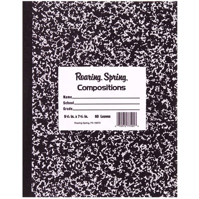 Composition BookMarble Design10"x8"60 SheetsBlack