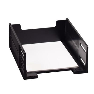 High Capacity Stackable Tray Letter Front Loading Black