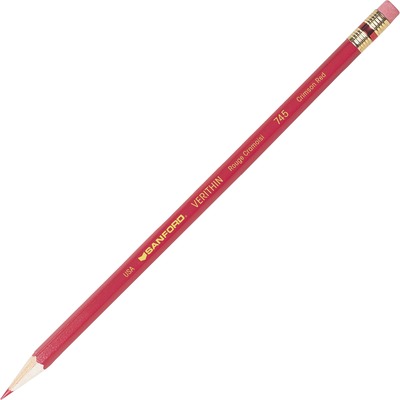Colored Pencil, w/ Eraser, Red