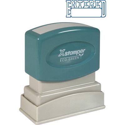 ""Entered"" Ink Stamp 1/2""x1-5/8"" Blue Ink