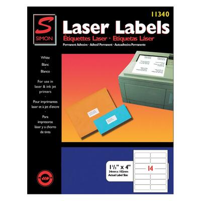 Laser Mailing Labels 1-1/3"x4" 1400 Bright White