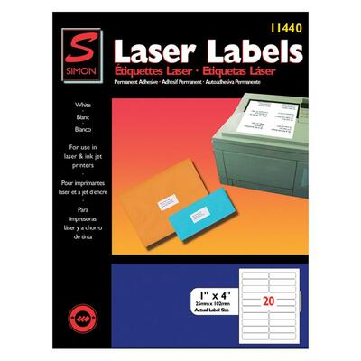 Laser Mailing Labels 1"x4" 2000 Bright White