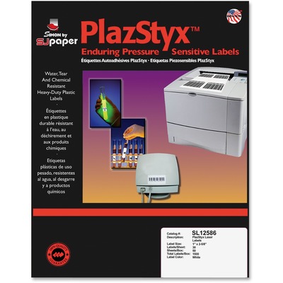 Plazstyx Labels F/Laser Printers Address 1"x2-5/8" WE