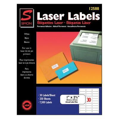 Laser Mailing Labels 1"x2-5/8" 7500 Bright White