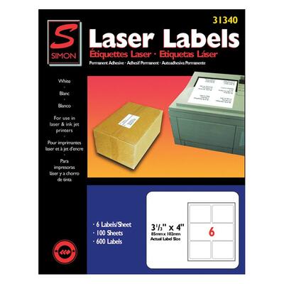 Laser Mailing Labels 3-1/3"x4" 600 Bright White