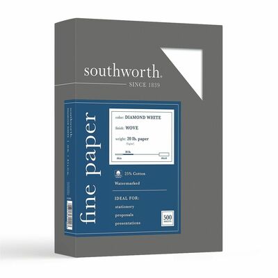 Diamond White Paper25 Cotton20 lb.8-1/2"x11"500/BXWhite
