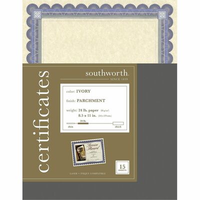 Certificate Refill24Lb8-1/2"x11"15 per PackIvory W/Silver Foil